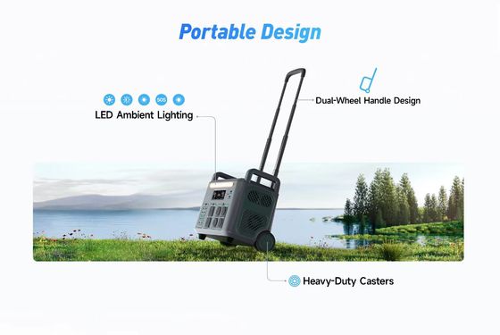 ATZ 3600W Estación de energía portátil EU Salidas múltiples de CA y CC 230VAC Diseño de manija de doble rueda
